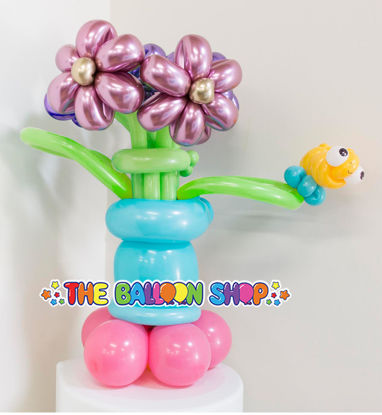 Picture of 5 Flower Balloon Bouquet with Caterpillar - Balloon Centerpiece
