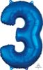 Picture of 26''Blue  Number 3 - Foil Balloon (helium-filled)
