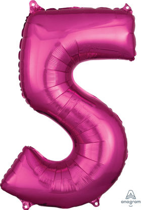 Picture of 26''Hot Pink Number 5 - Foil Balloon (helium-filled)