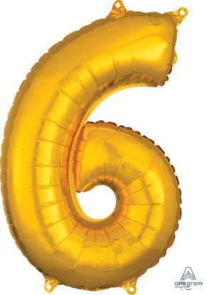 Picture of 26'' Gold Number 6 - Foil Balloon (helium-filled)