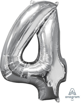 Picture of 26'' Silver Number 4 - Foil Balloon (helium-filled)