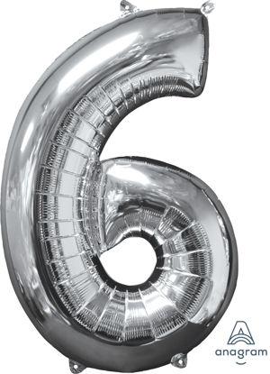 Picture of 26'' Silver Number 6 - Foil Balloon (helium-filled)