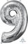 Picture of 26'' Silver Number 9 - Foil Balloon (helium-filled)