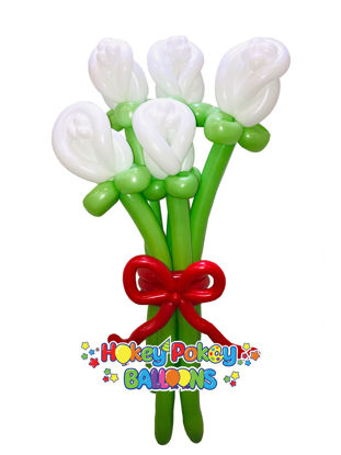 Picture of Rose Buds Balloon Bouquet with Bow (up to 21 flowers)