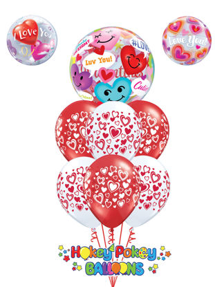 Picture of Double Hearts with Topper Balloon Bouquet of 7