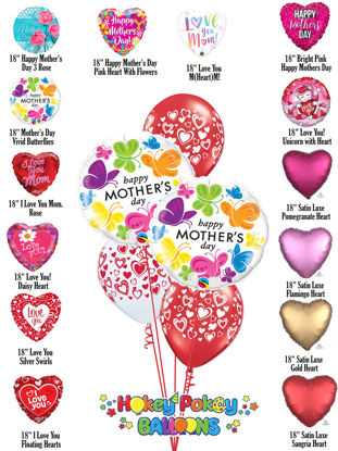 Picture of Double Hearts - Mother's Day Balloon Bouquet of 5