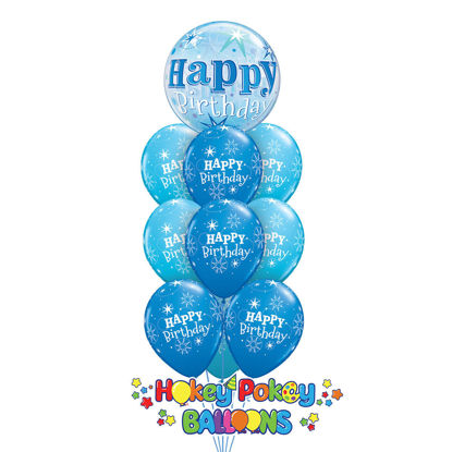 Picture of Birthday Sparkle Bubble Deluxe - Balloon Bouquet of 10