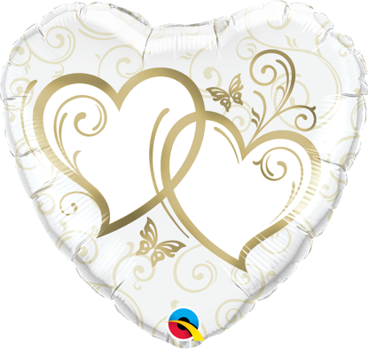Picture of 18" Entwined Hearts Gold Foil Balloon  (helium-filled)