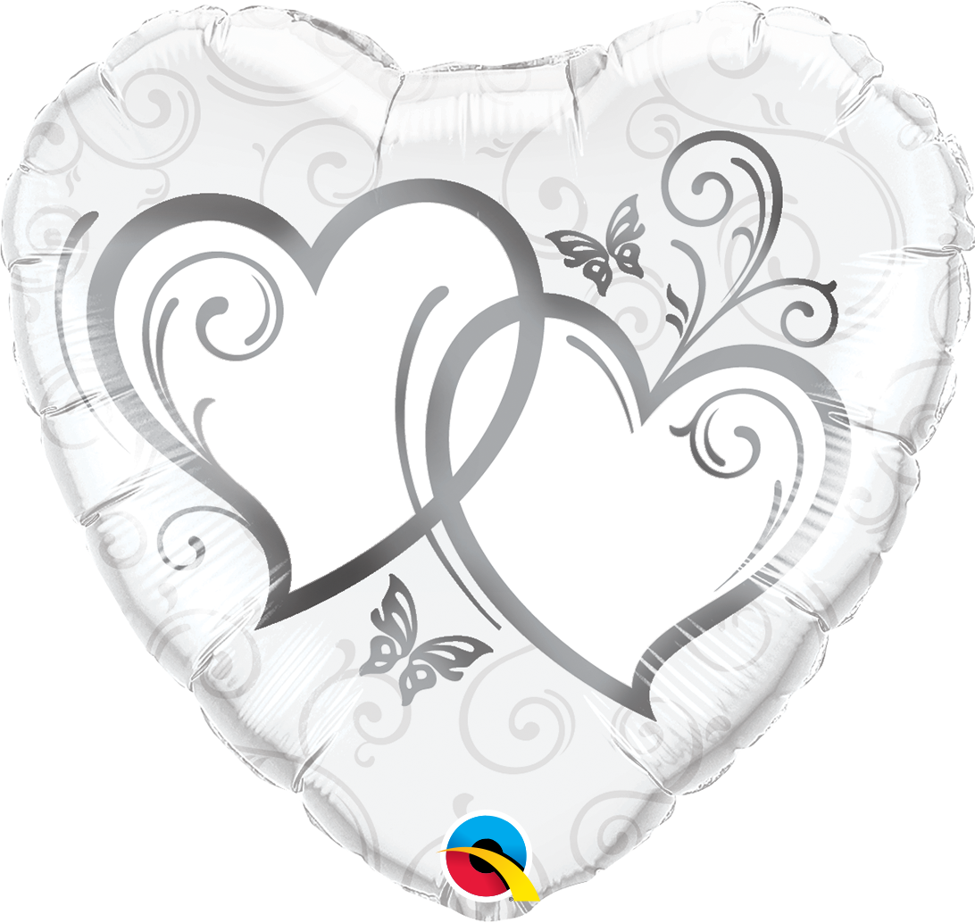 Picture of 18" Entwined Hearts Silver Foil Balloon  (helium-filled)