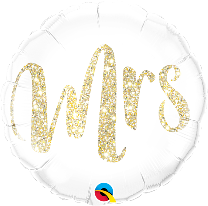 Picture of 18" Mrs. Glitter Gold Foil Balloon  (helium-filled)
