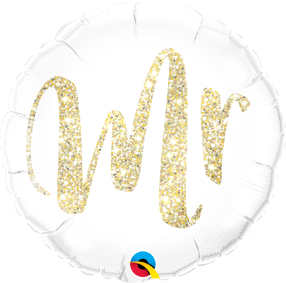 Picture of 18" Mr. Glitter Gold Foil Balloon  (helium-filled)