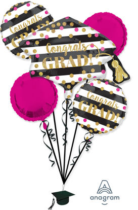 Picture of Gold Confetti - Graduation Foil Balloon Bouquet (5 pc)