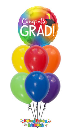 Picture of Colorful Graduation Party Balloon Bouquet (7 pc)