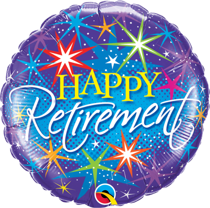 Picture of 18" Retirement Colorful Bursts Foil Balloon  (helium-filled)