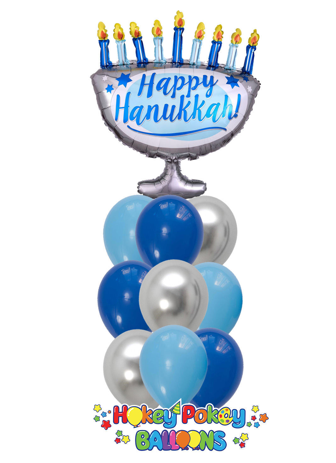 Picture of Happy Hanukkah Balloon Bouquet of 10