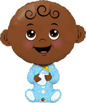 Picture of 38" Baby Boy ( Dark Skin Tone ) Foil Balloon  (helium-filled)