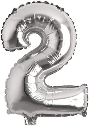 Picture of 16" Silver Foil Balloon -  Number 2 (air-filled)