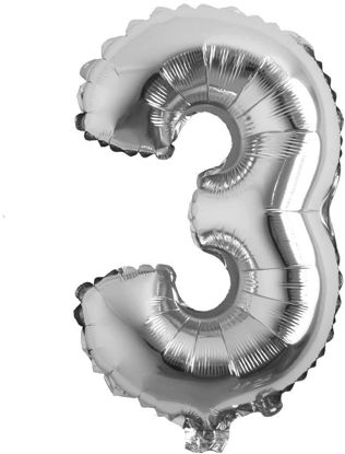 Picture of 16" Silver Foil Balloon -  Number 3 (air-filled)