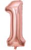 Picture of 34'' Foil Balloon Number 1 - Rose Gold (helium-filled)