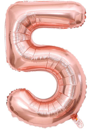 Picture of 34'' Foil Balloon Number 5 - Rose Gold (helium-filled)