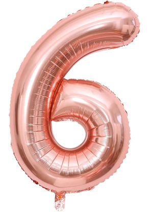 Picture of 34'' Foil Balloon Number 6 - Rose Gold (helium-filled)