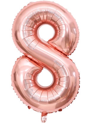 Picture of 34'' Foil Balloon Number 8 - Rose Gold (helium-filled)