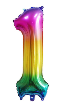 Picture of 34'' Foil Balloon Number 1 - Bright Rainbow (helium-filled)