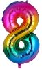 Picture of 34'' Foil Balloon Number 8 - Bright Rainbow (helium-filled)