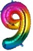 Picture of 34'' Foil Balloon Number 9 - Bright Rainbow (helium-filled)