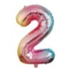Picture of 34'' Foil Balloon Number 2 - Pastel Rainbow (helium-filled)