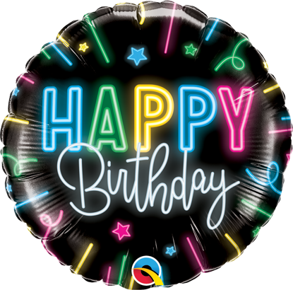 Picture of 18''   Happy Birthday Neon Glow Foil Balloon (helium-filled)