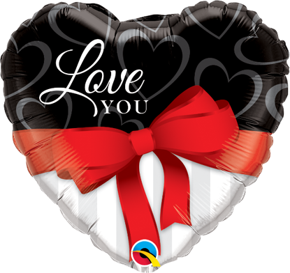 Picture of 18" Love You Red Ribbon Balloon - Foil Balloon  (helium-filled)