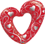 Picture of 42" Hearts & Filigree  Red  - Foil Balloon  (helium-filled)