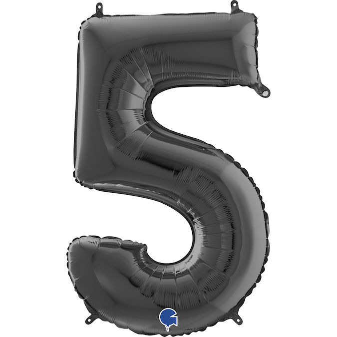Picture of 26'' Black Number 5 - Foil Balloon (helium-filled)