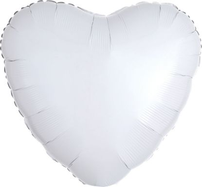 Picture of 17" Metallic White Heart Foil Balloon (helium-filled) 