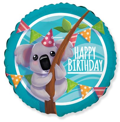 Picture of 18" Happy Birthday Koala Foil Balloon (helium-filled) 