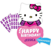 Picture of 32" Personalized Happy Birthday Hello Kitty Heart Foil Balloon  (helium-filled) 